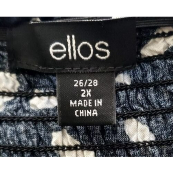 Ellos Womens Plus Sz 2X Flutter Sleeve Cropped Romper Black-White Print Jumpsuit - Picture 5 of 8